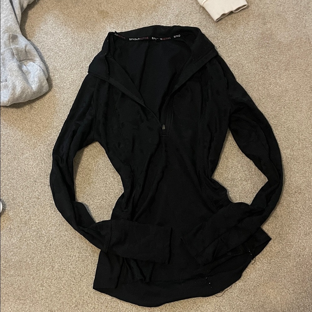 Black Long Sleeve Half-Zip Top